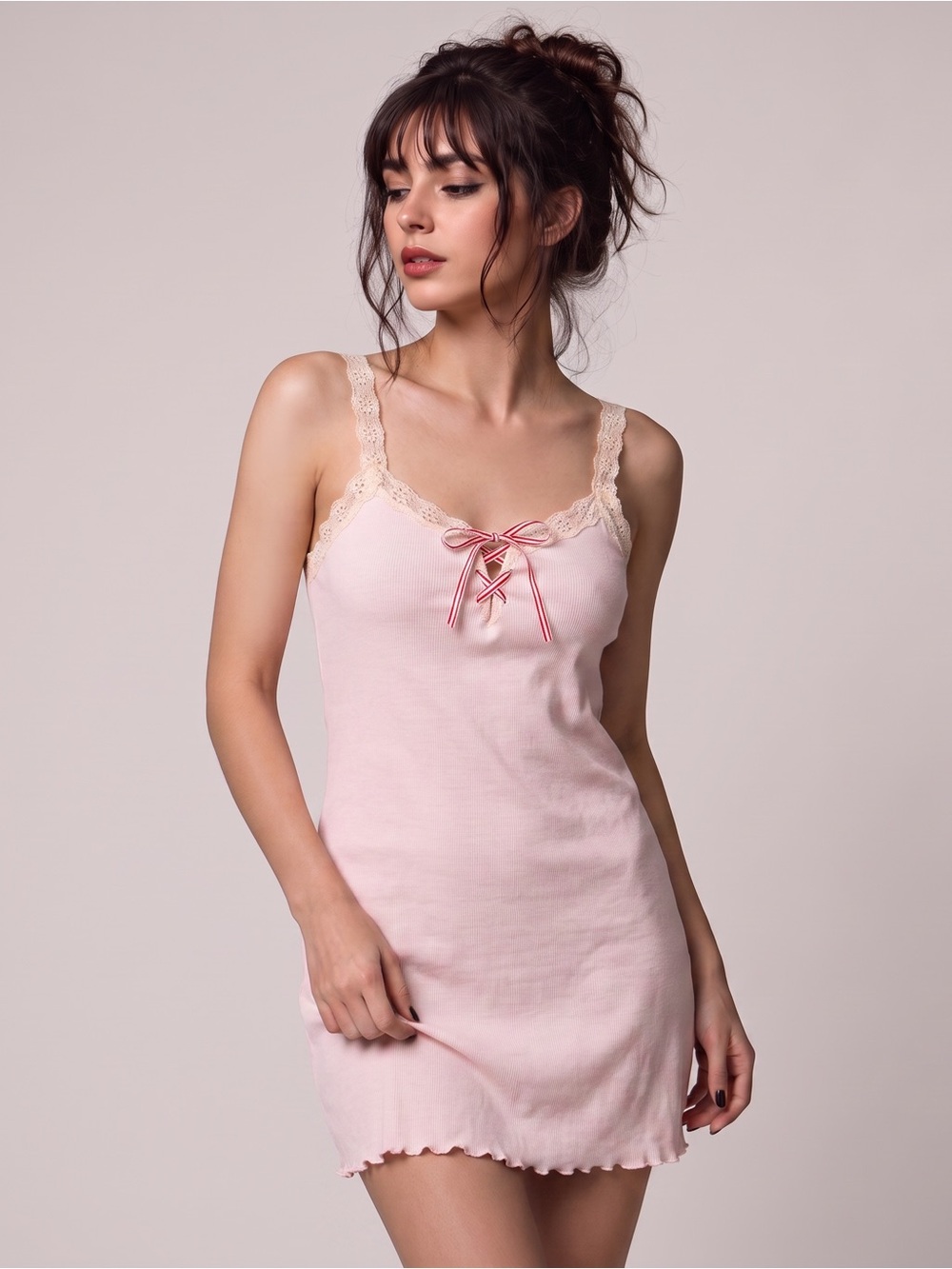 NWT VINTAGE KATHY JUBEL Pointelle Lettuce Edge Nightie